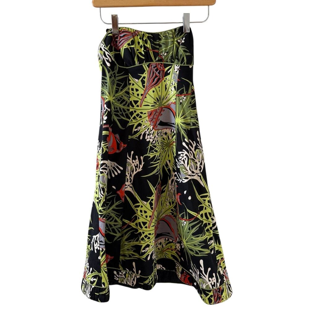 Nanette Lepore Strapless Fit & Flare Dress Dark Ocean Print 2